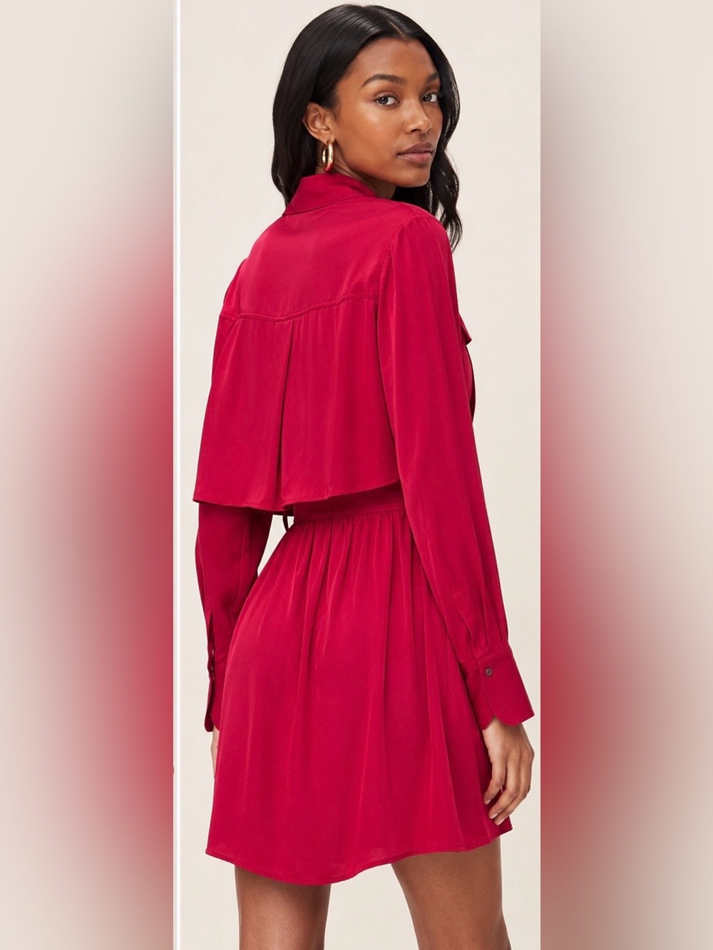 Marissa Webb Vibrant Red Long-Sleeve Midi Dress
